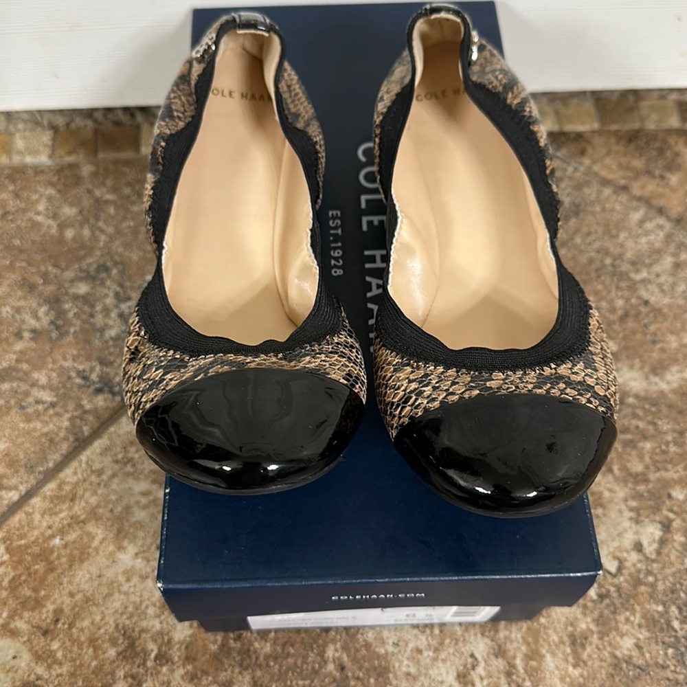 Cole Haan black and snake skin ballet flats